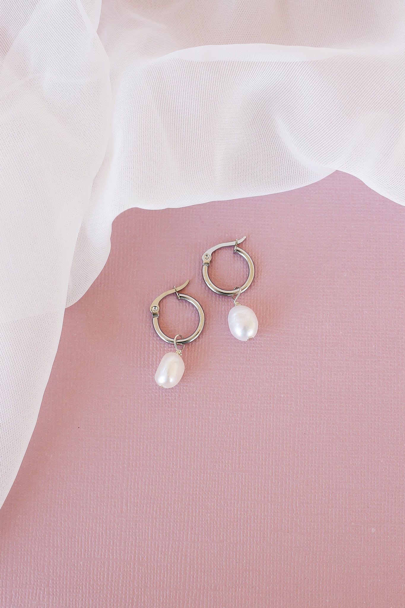 Freshwater Pearl Lightweight Hoop Earring 15mm Cape Cod Hoop