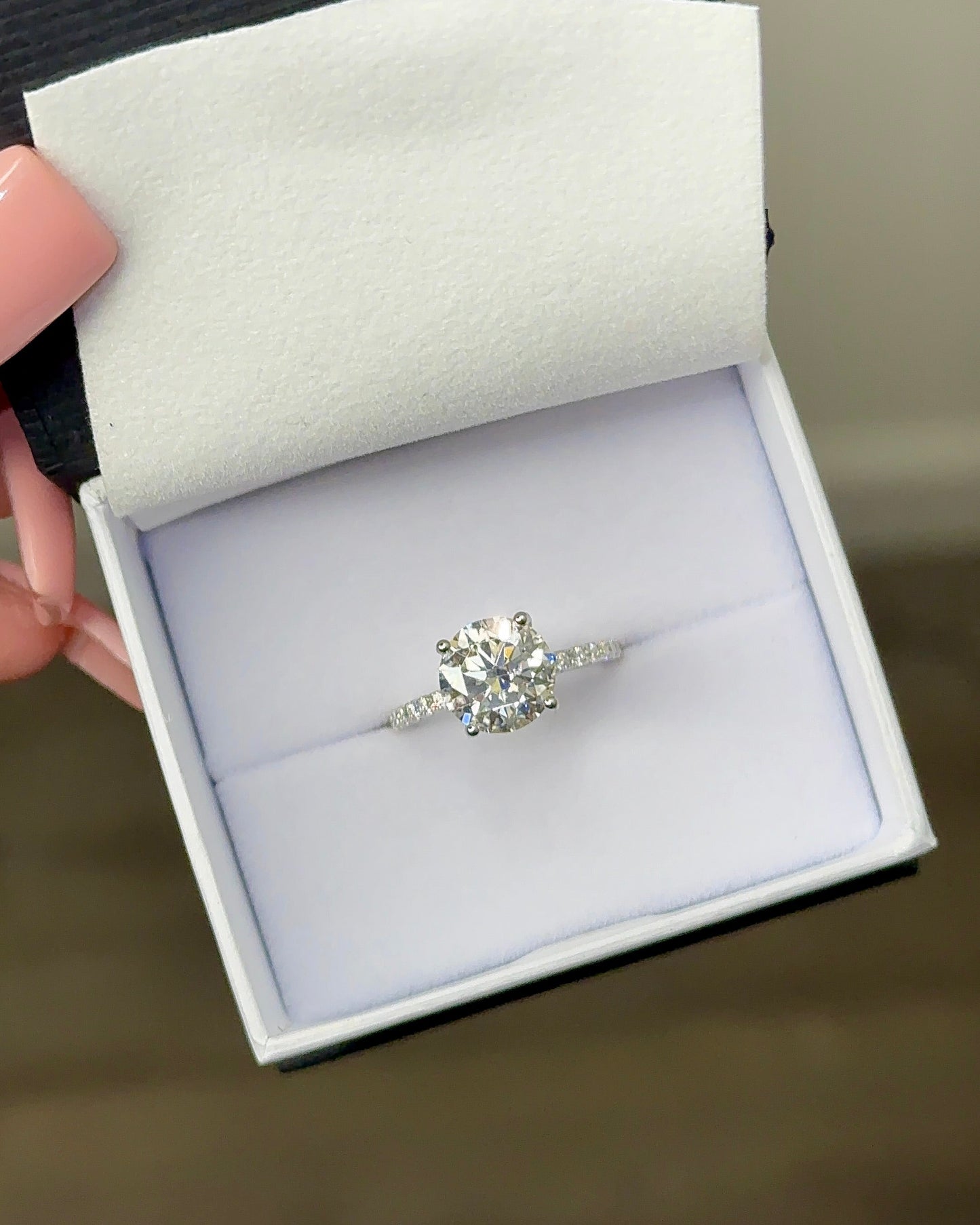 3.0ct Round Cut Moissanite Accented Engagement Ring