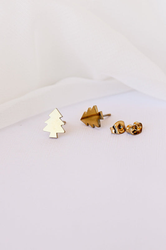 Christmas Tree 18k Gold Plated Stud Earrings