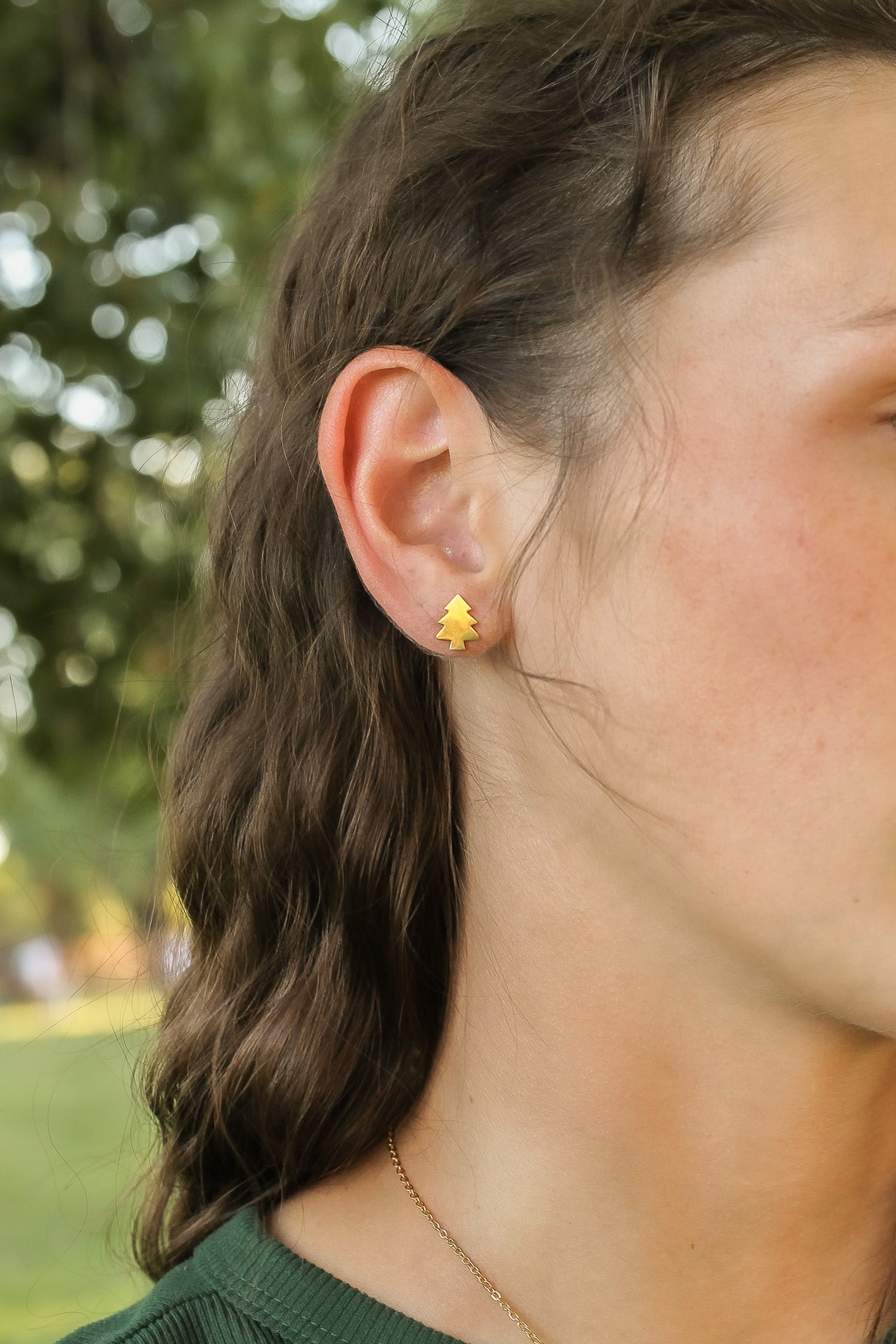 Christmas Tree 18k Gold Plated Stud Earrings