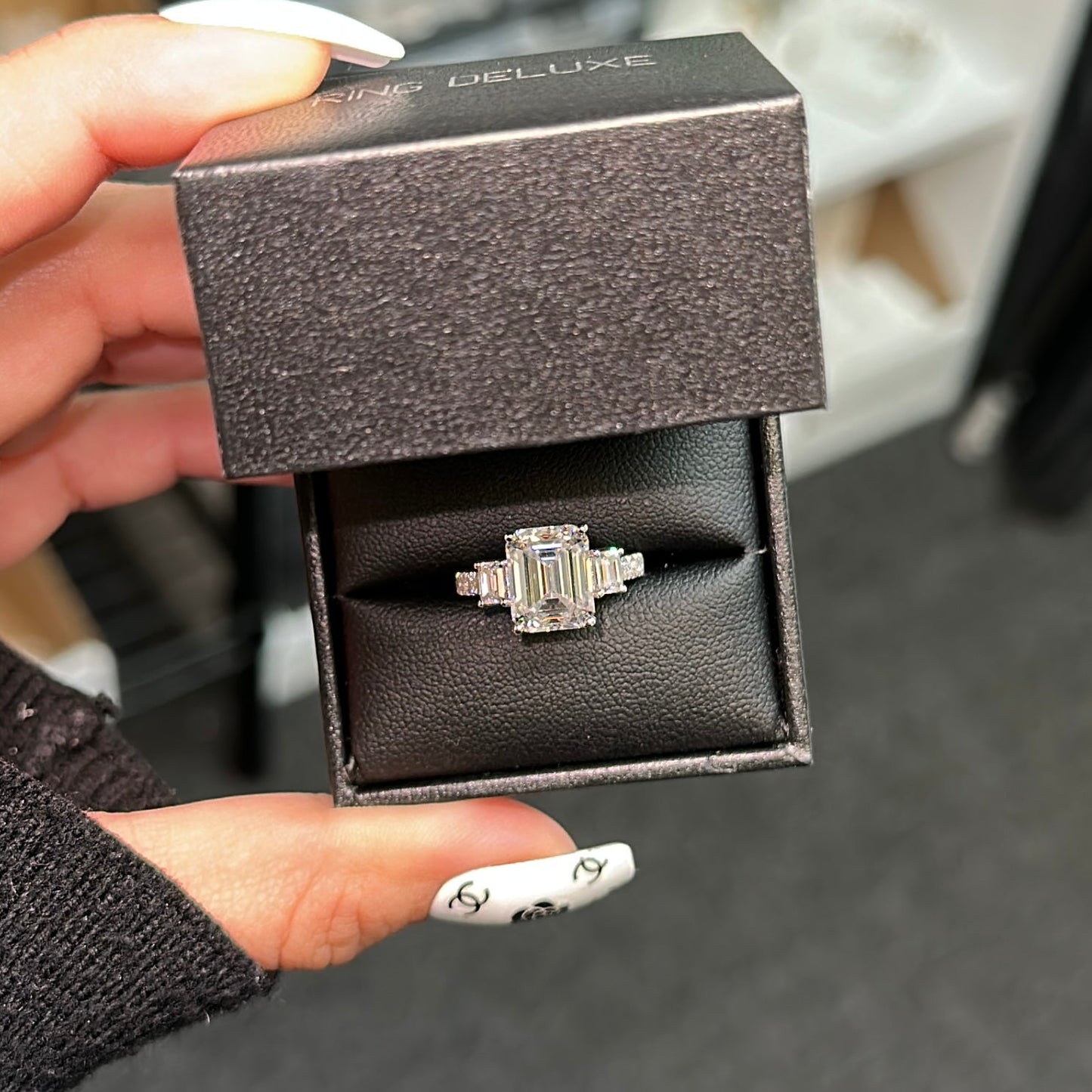 2.5ct Emerald Cut Moissanite Engagement Ring