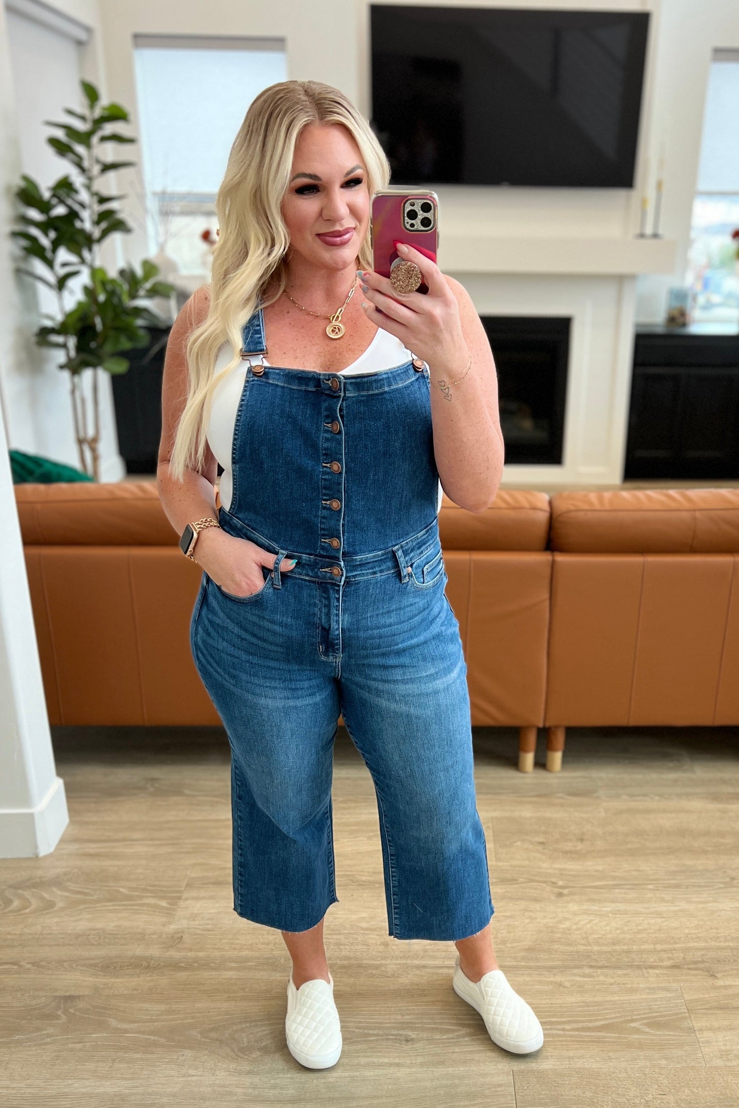 Priscilla High Rise Crop Wide Leg Denim Overalls Judy Blue