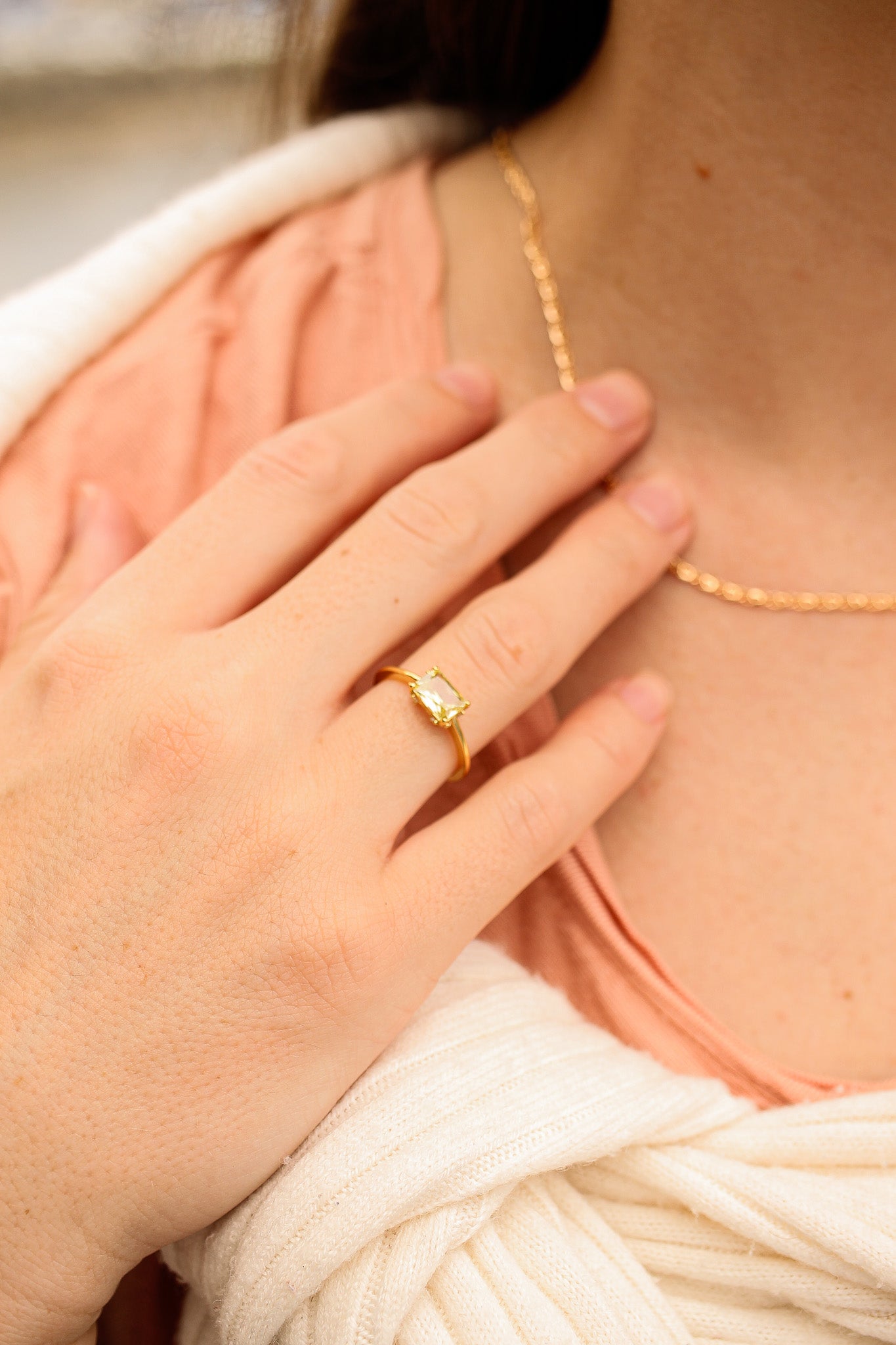 Citrine Gold Plated Ring Cindy Ring Rose & Clay