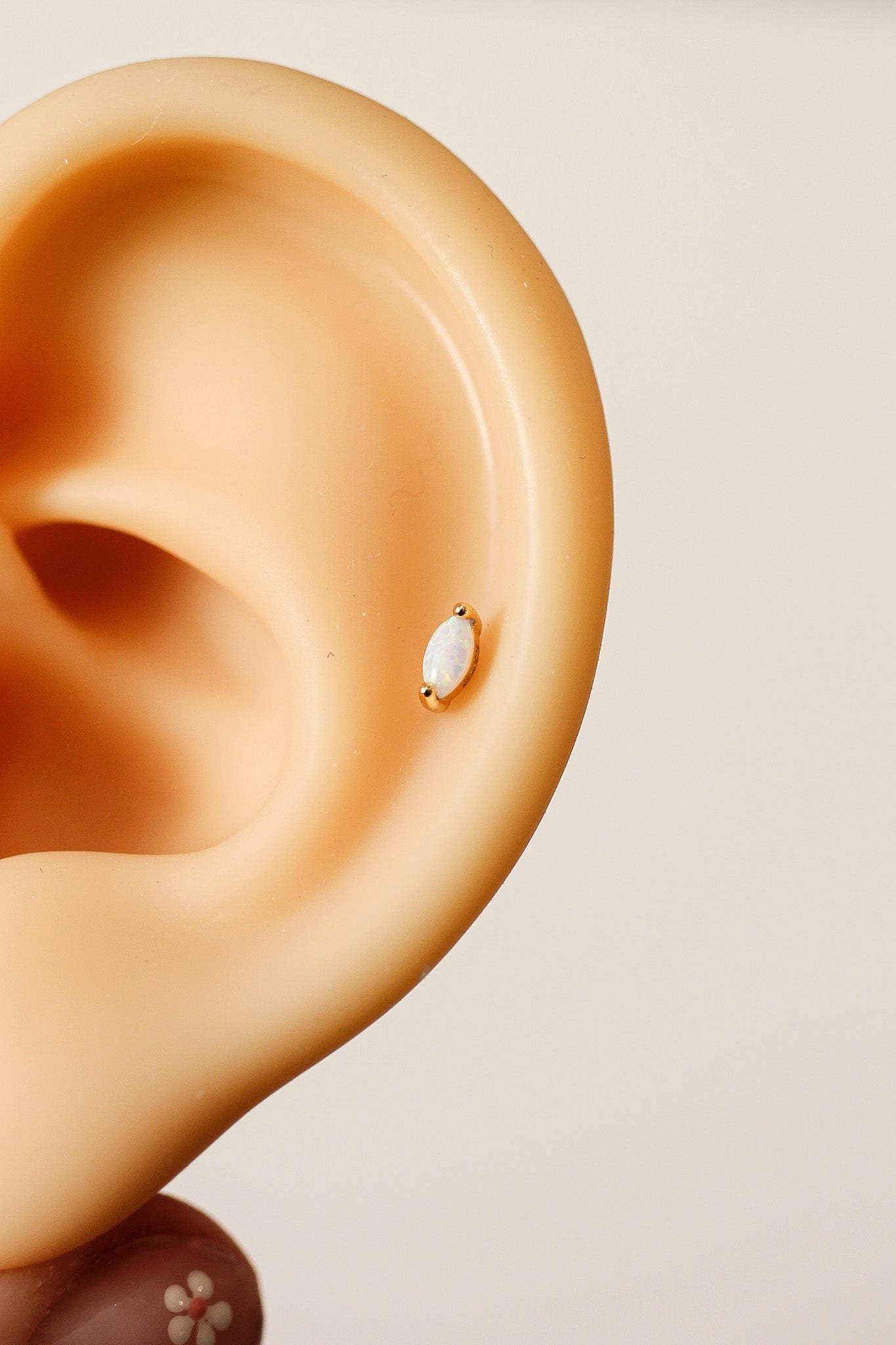 Opal Flat Back Stud 8mm Sterling Silver Eva