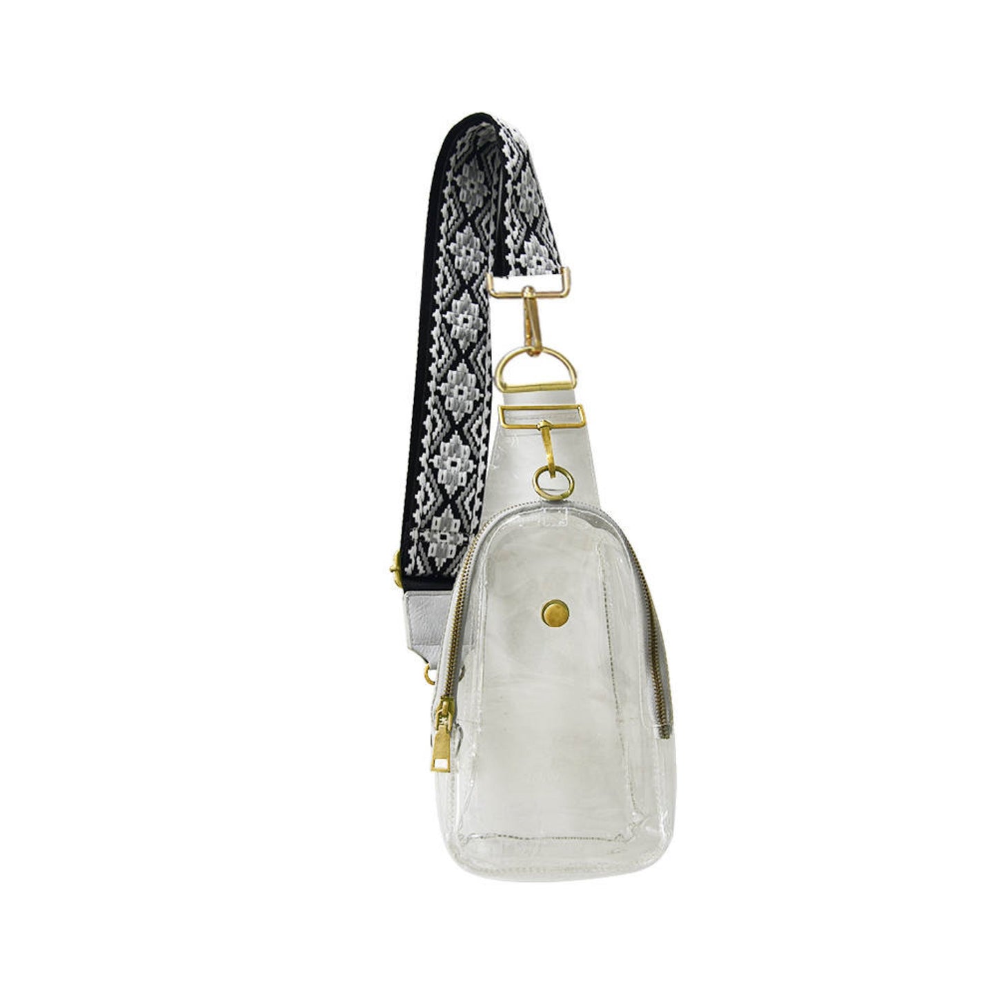 Clear with Gray Trim Sling Bag The James with Removable Strap Babs+Birdie