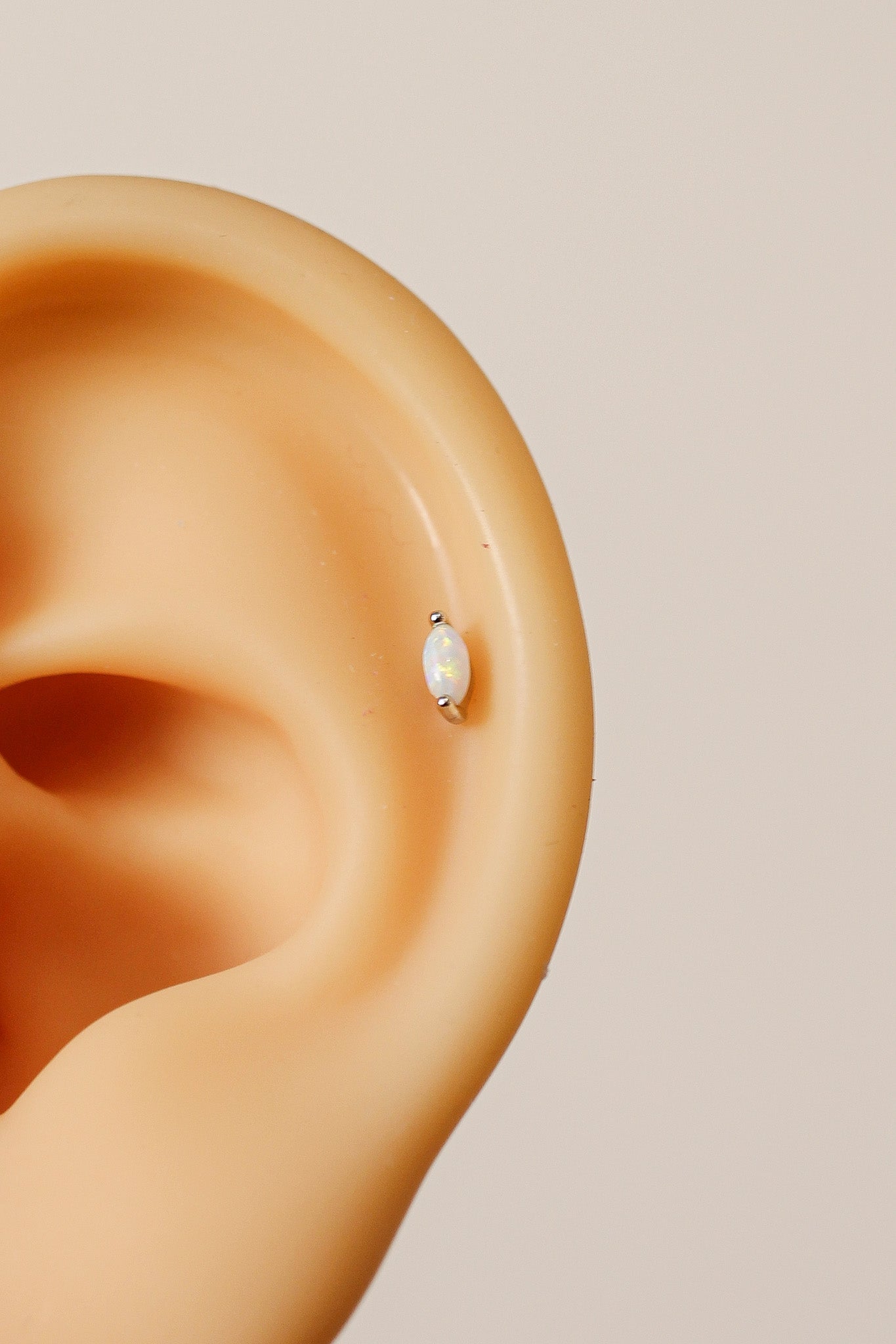 Opal Flat Back Stud 8mm Sterling Silver Eva