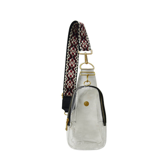 Clear with Black Trim Vegan Leather Sling Bag The James