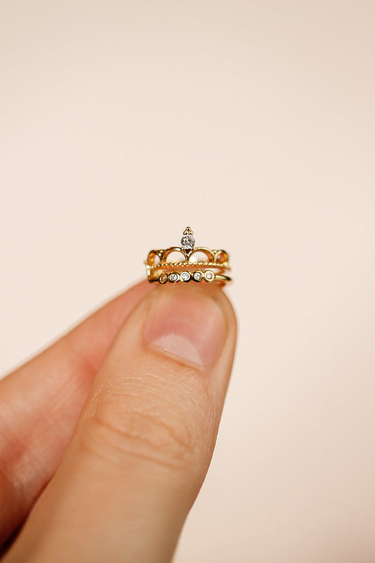 Crown-Shaped Gold-Plated Brass Coronation Cuff Earring Rose & Clay