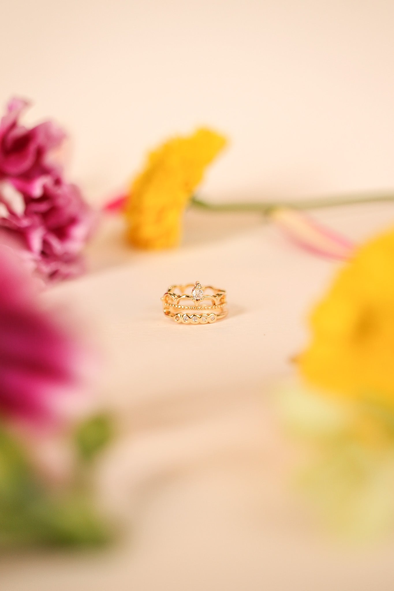 Crown-Shaped Gold-Plated Brass Coronation Cuff Earring Rose & Clay