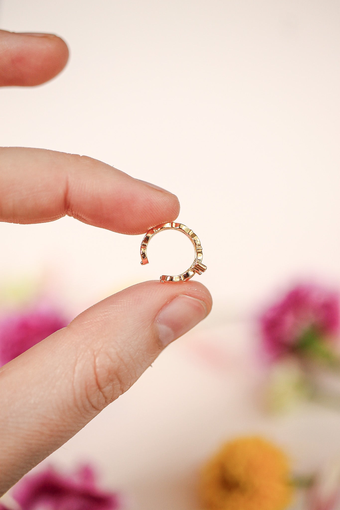 Crown-Shaped Gold-Plated Brass Coronation Cuff Earring Rose & Clay