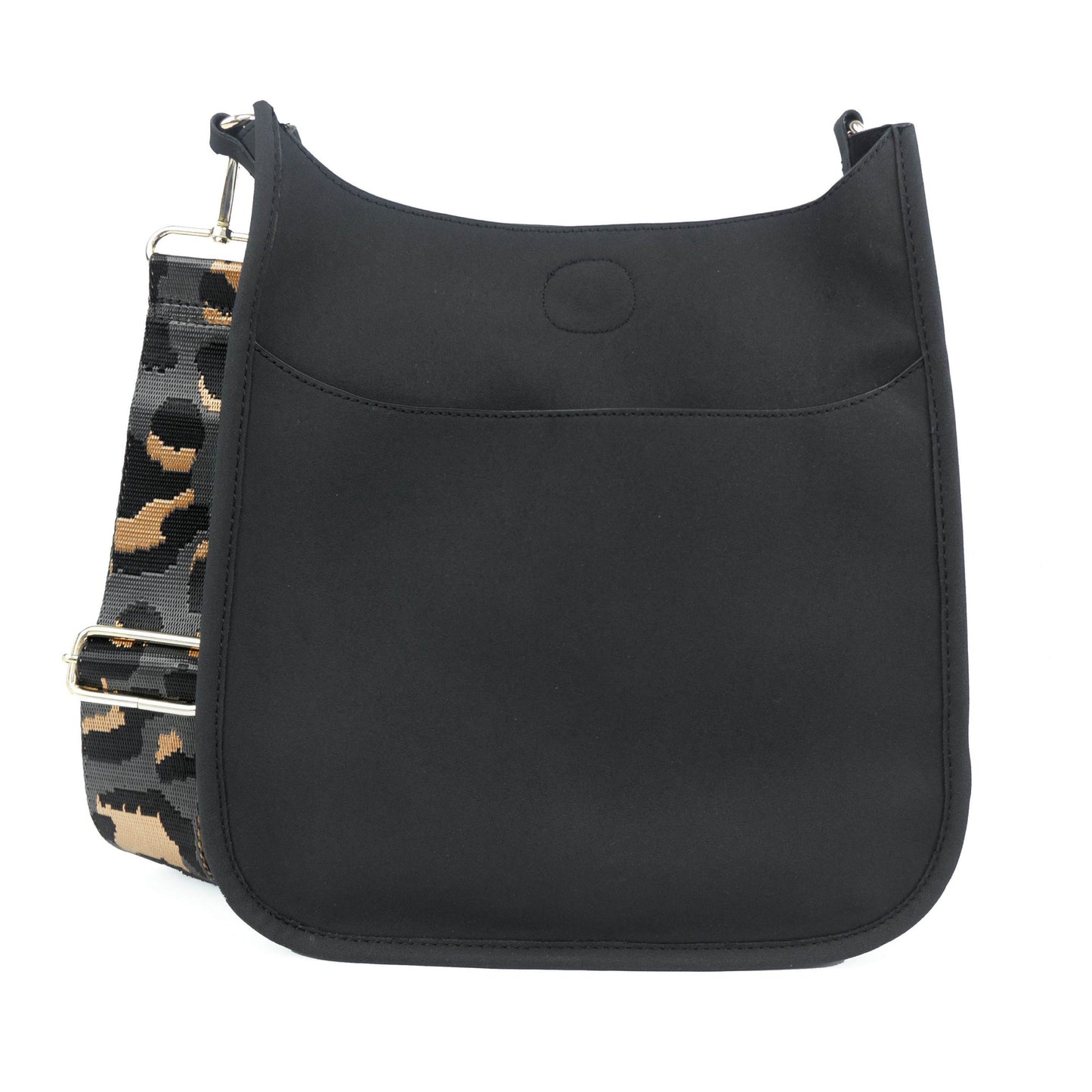 Vegan Suede Black Crossbody Bag with Adjustable Strap