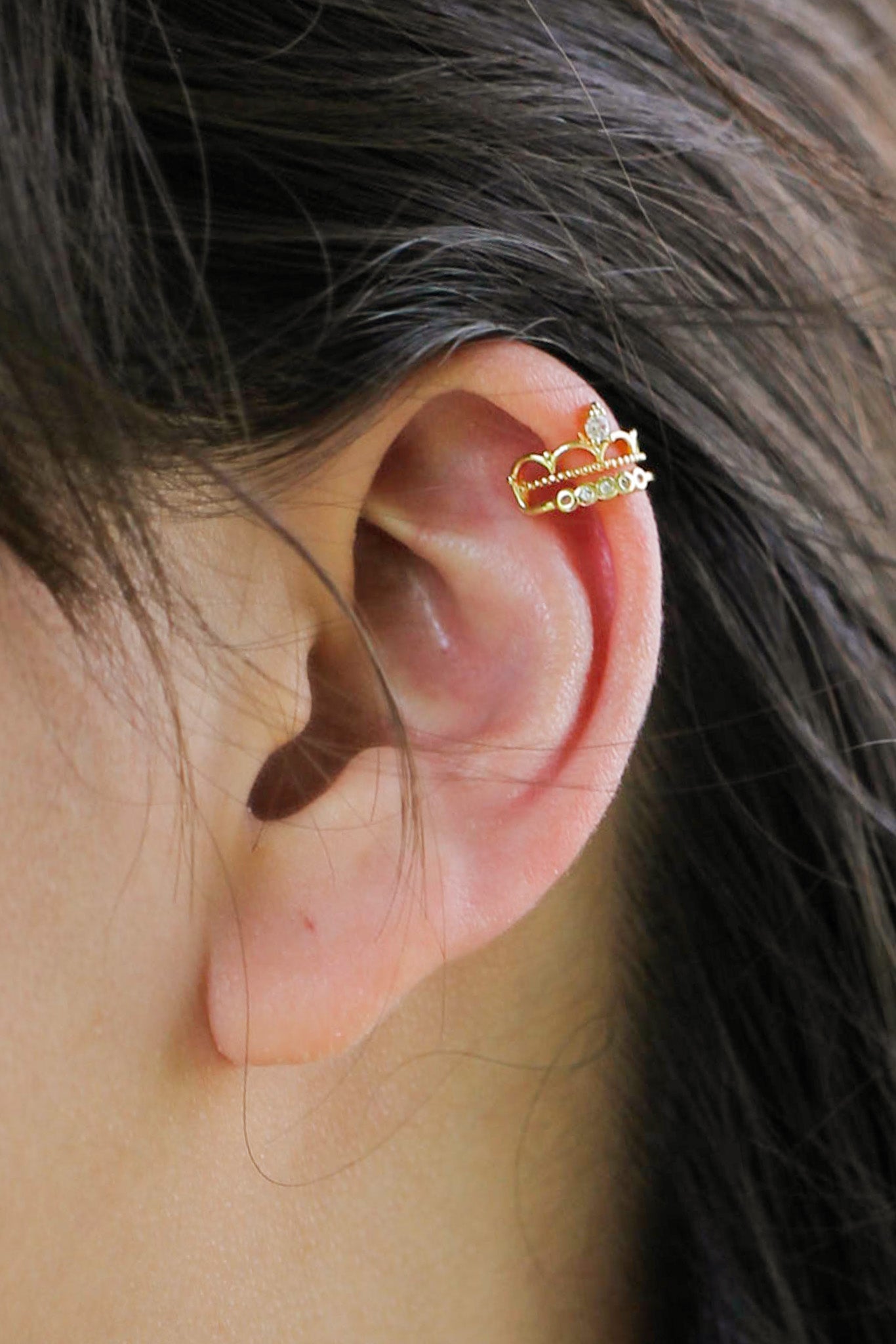 Crown-Shaped Gold-Plated Brass Coronation Cuff Earring Rose & Clay
