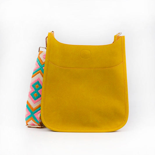 Vegan Suede Yellow Crossbody Bag with Custom Strap