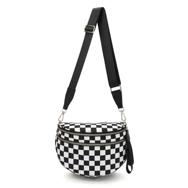 Checkered Print Adjustable Strap Sling Crossbody Bag The Avril