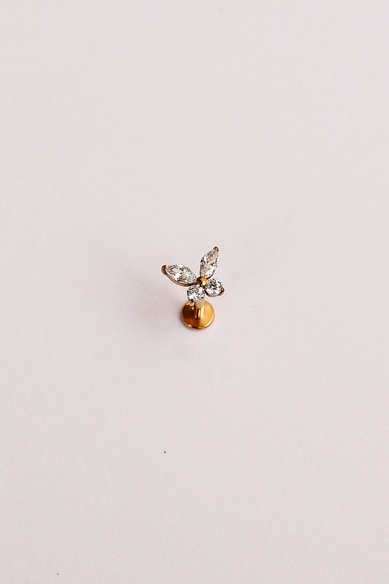 Crystal Butterfly 18k Gold Plated Flat Back Stud Rose & Clay