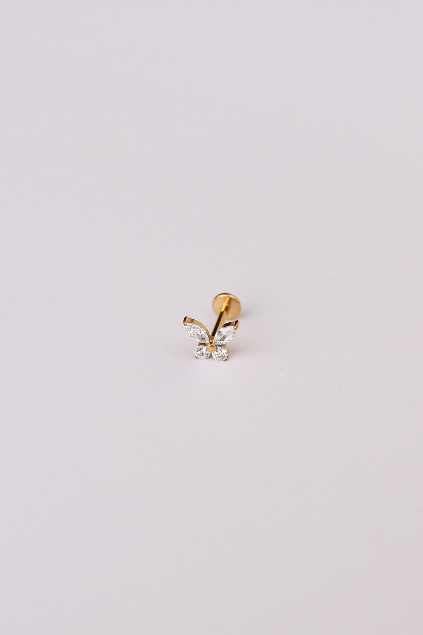 Crystal Butterfly 18k Gold Plated Flat Back Stud Rose & Clay