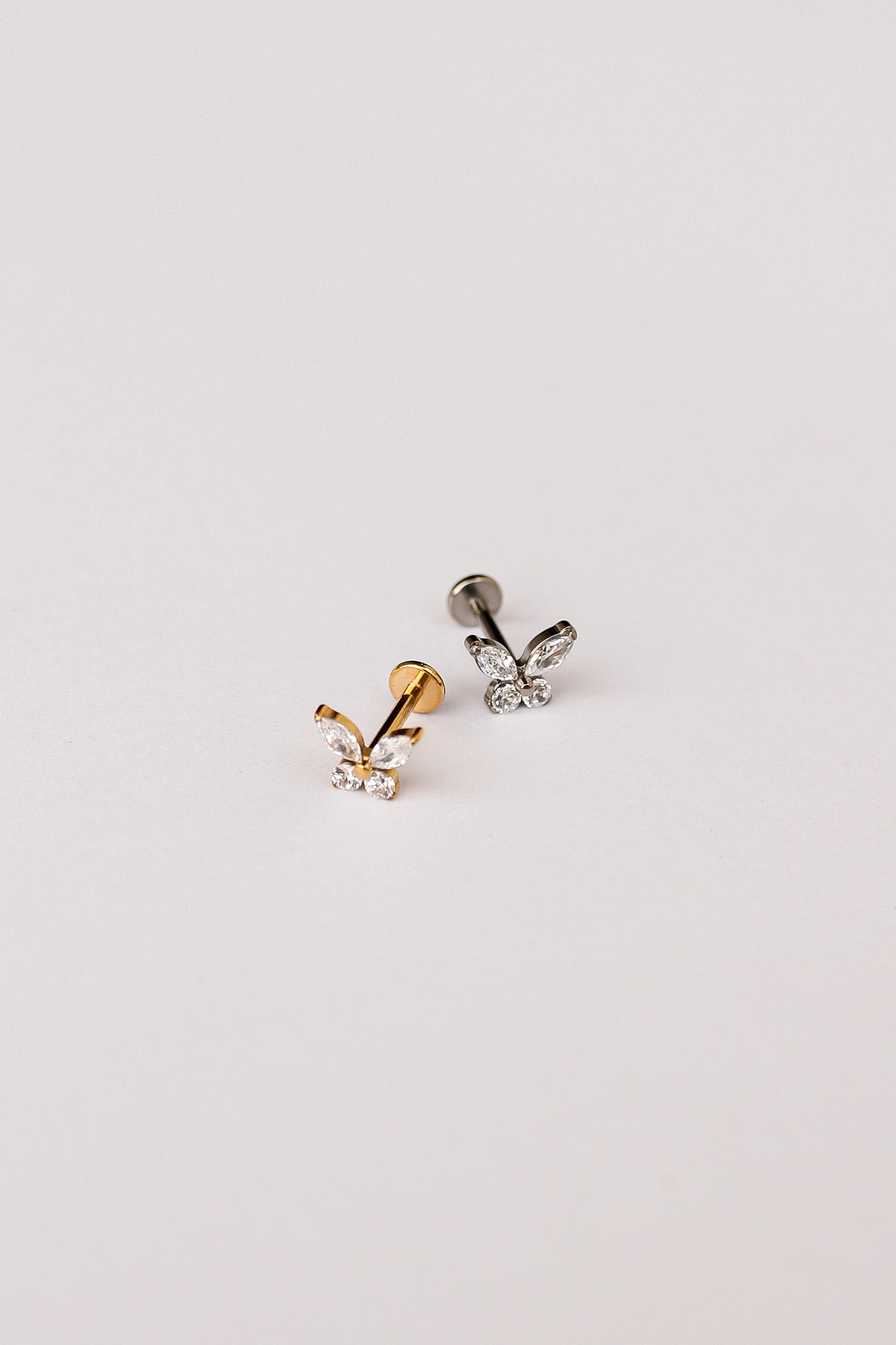 Crystal Butterfly 18k Gold Plated Flat Back Stud Rose & Clay