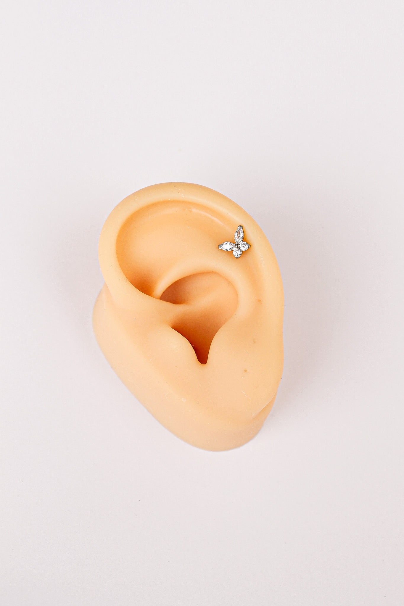 Crystal Butterfly 18k Gold Plated Flat Back Stud Rose & Clay