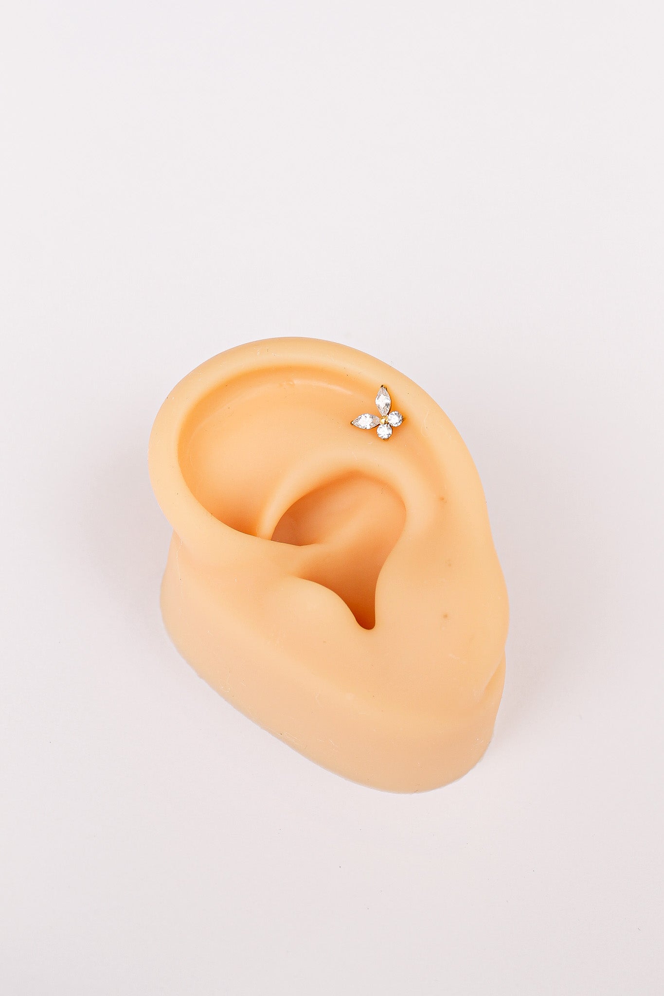 Crystal Butterfly 18k Gold Plated Flat Back Stud Rose & Clay
