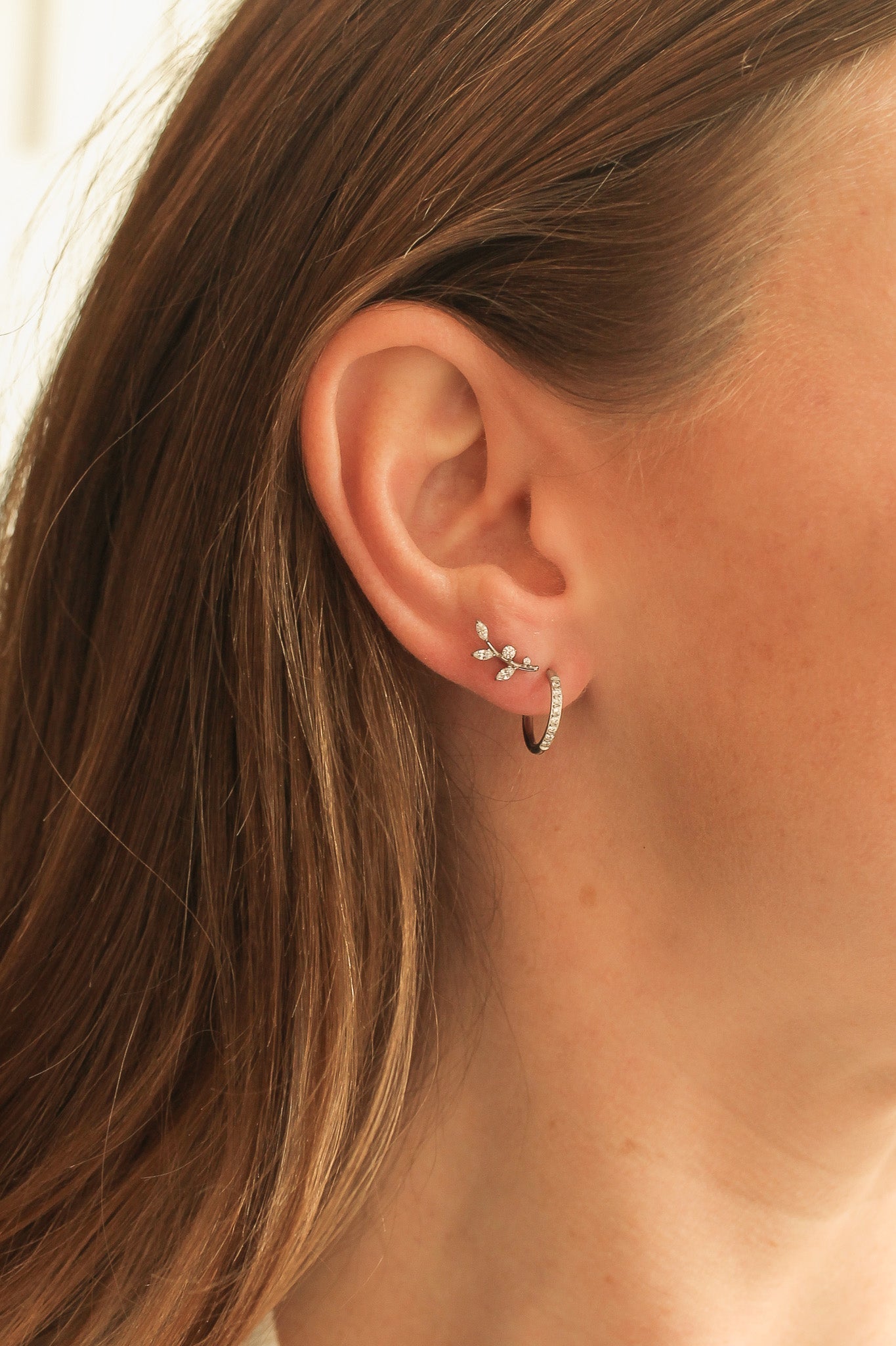 Eden Titanium Flat Back Stud Cubic Zirconia Earrings