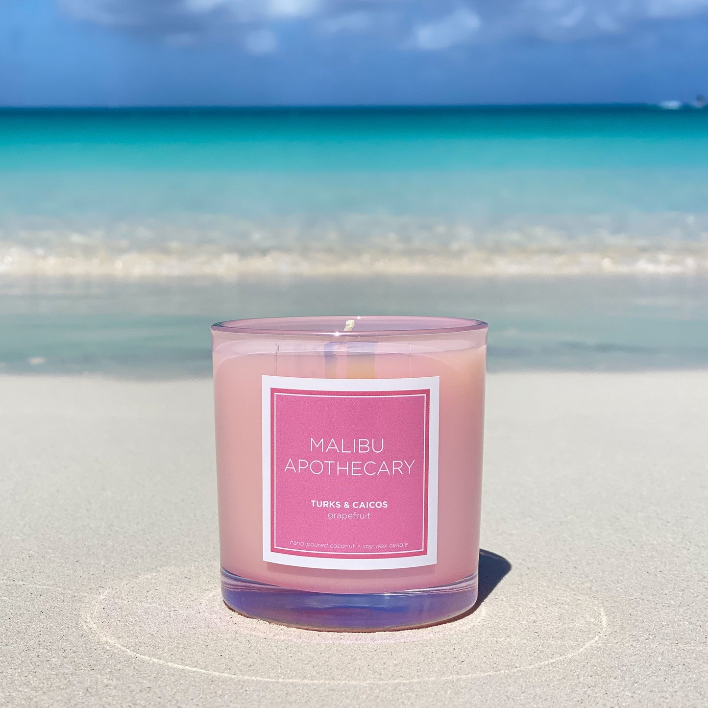 Iridescent Pink Coconut Soy Wax Candle Malibu Apothecary