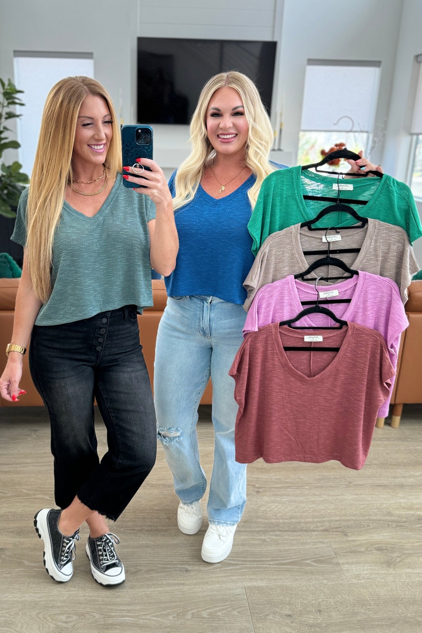Classic Comfort Kelly Green V-Neck Top Sweet Rae's Boutique