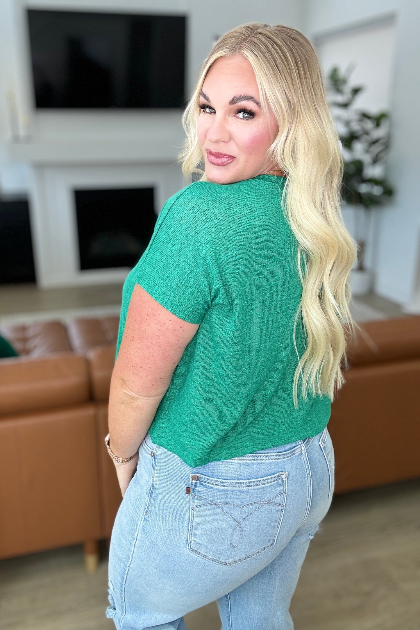 Classic Comfort Kelly Green V-Neck Top Sweet Rae's Boutique