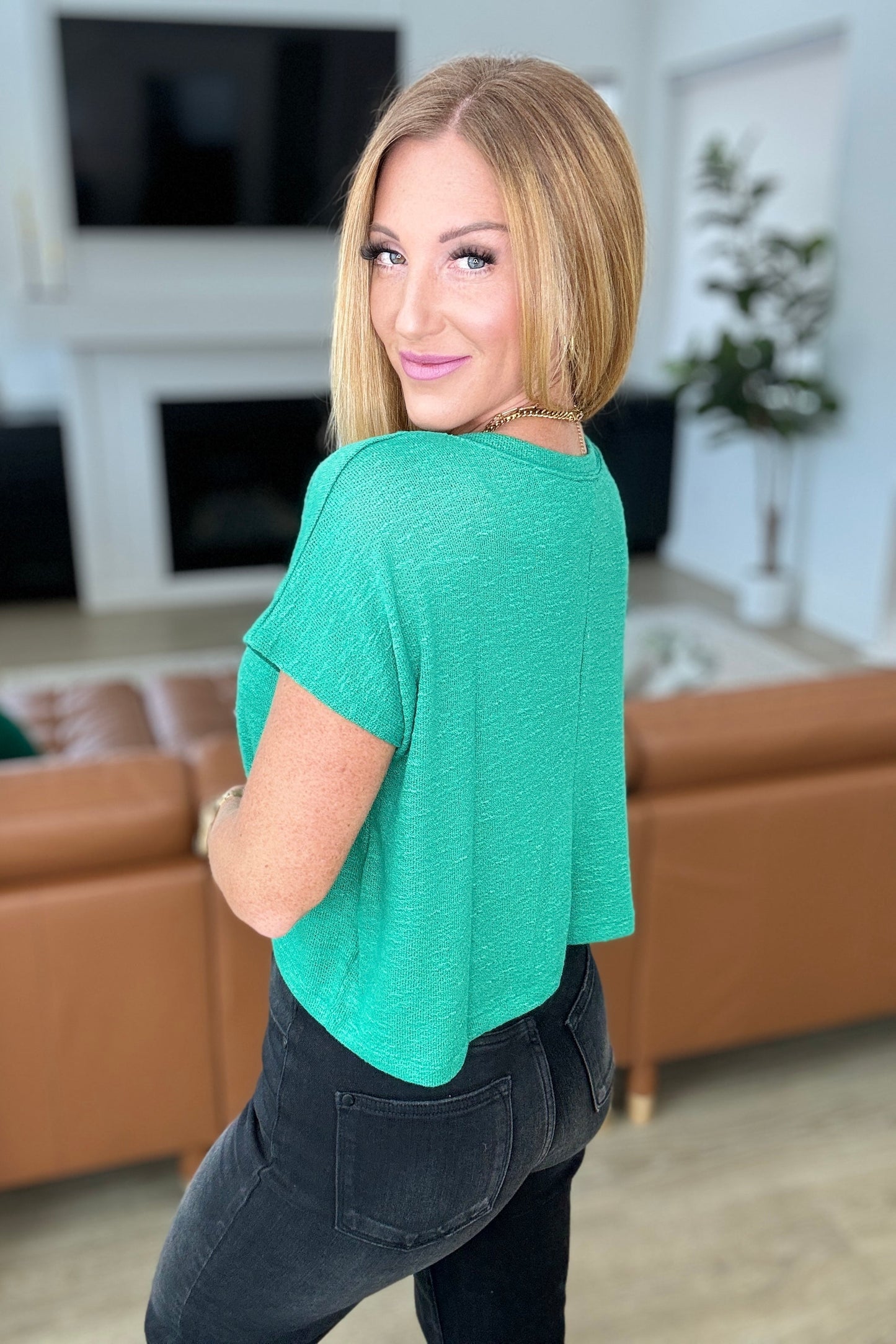 Classic Comfort Kelly Green V-Neck Top Sweet Rae's Boutique