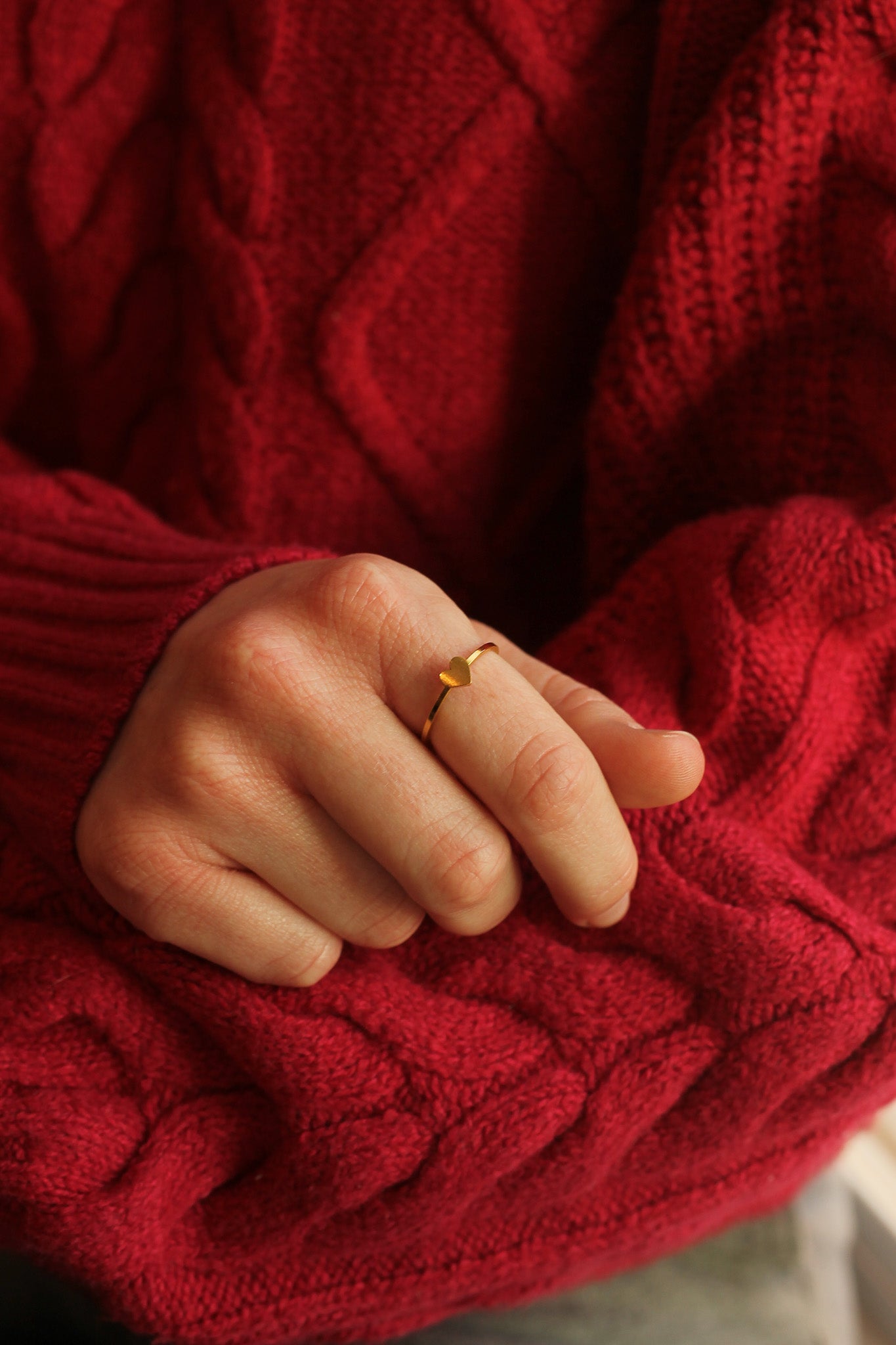 Dainty Heart Adjustable Ring 18k Gold Plated Stainless Steel