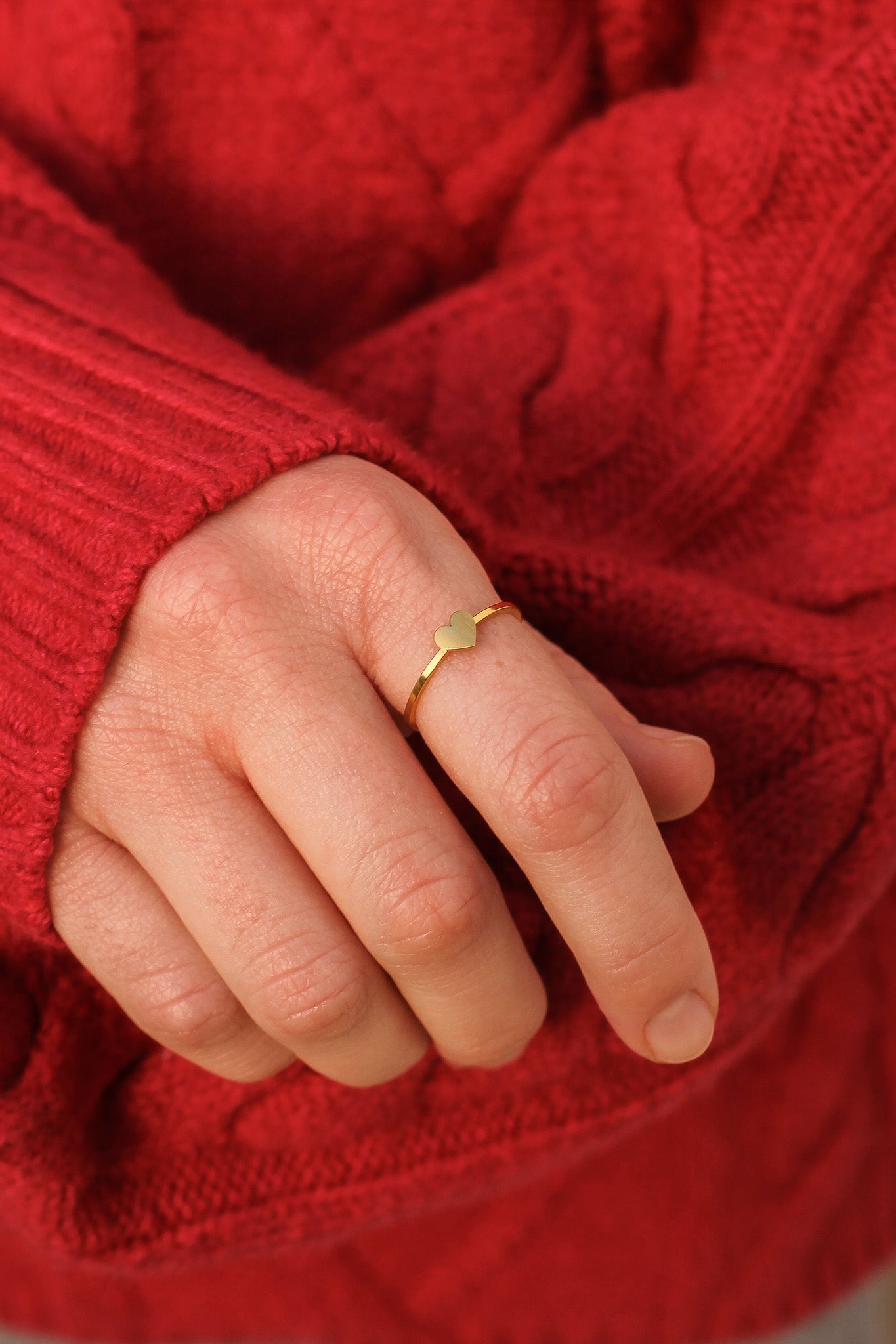 Dainty Heart Adjustable Ring 18k Gold Plated Stainless Steel