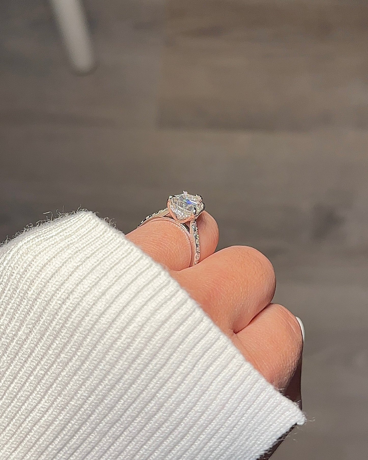 4.0ct Pear Cut Moissanite Hidden Halo Engagement Ring