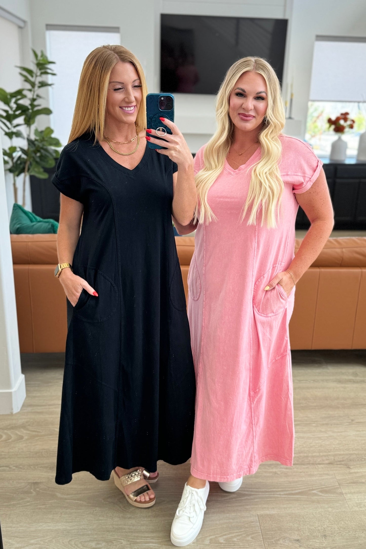 Modern Maritime Black Shift Maxi Dress