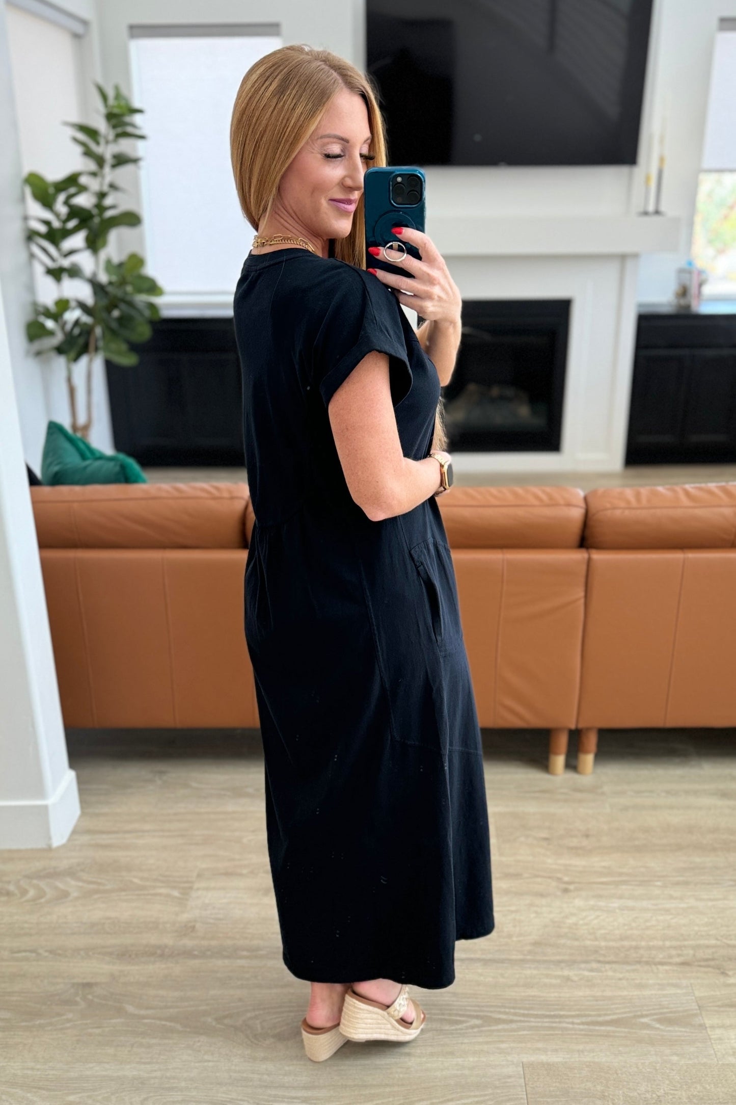 Modern Maritime Black Shift Maxi Dress