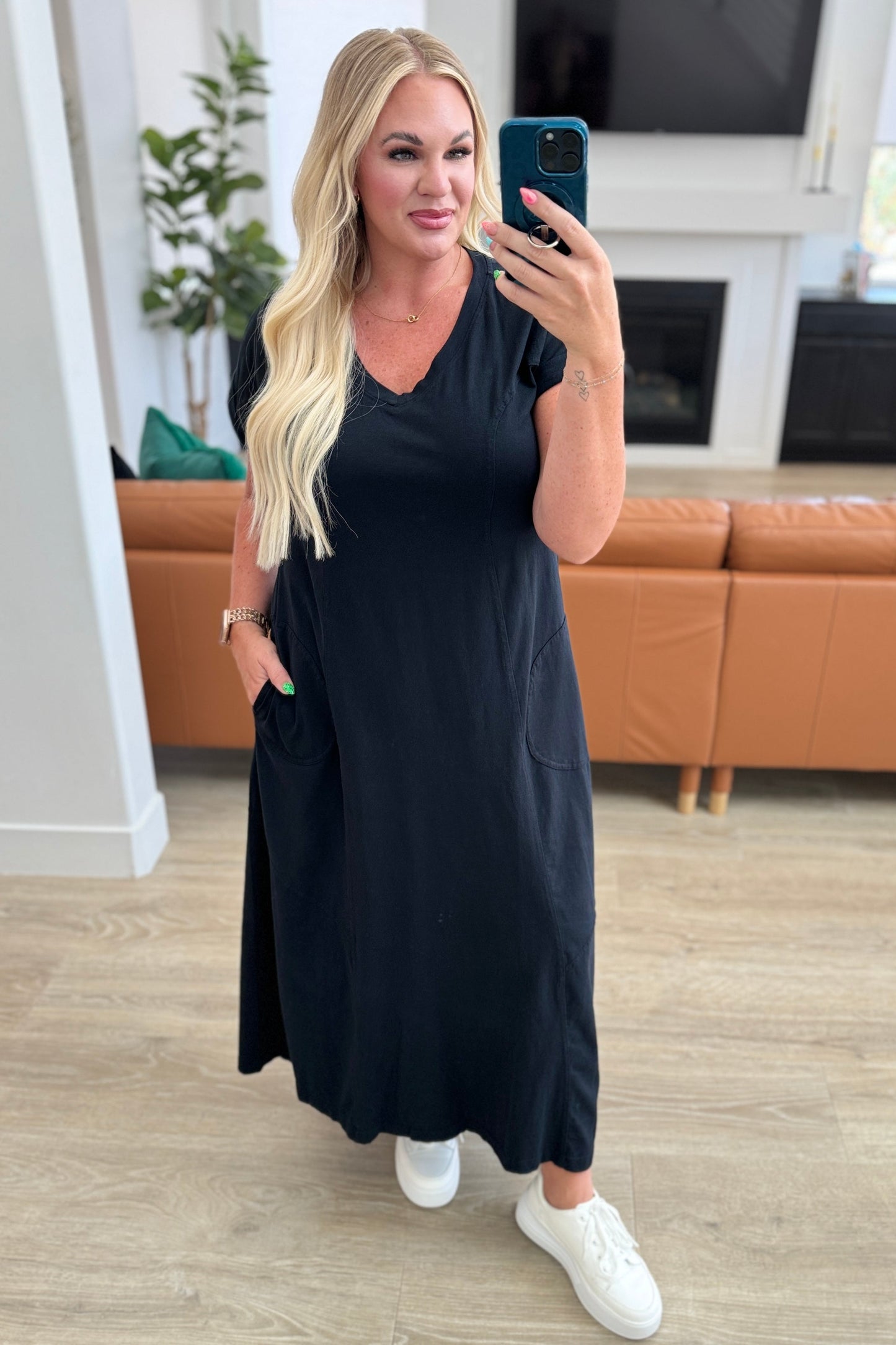 Modern Maritime Black Shift Maxi Dress