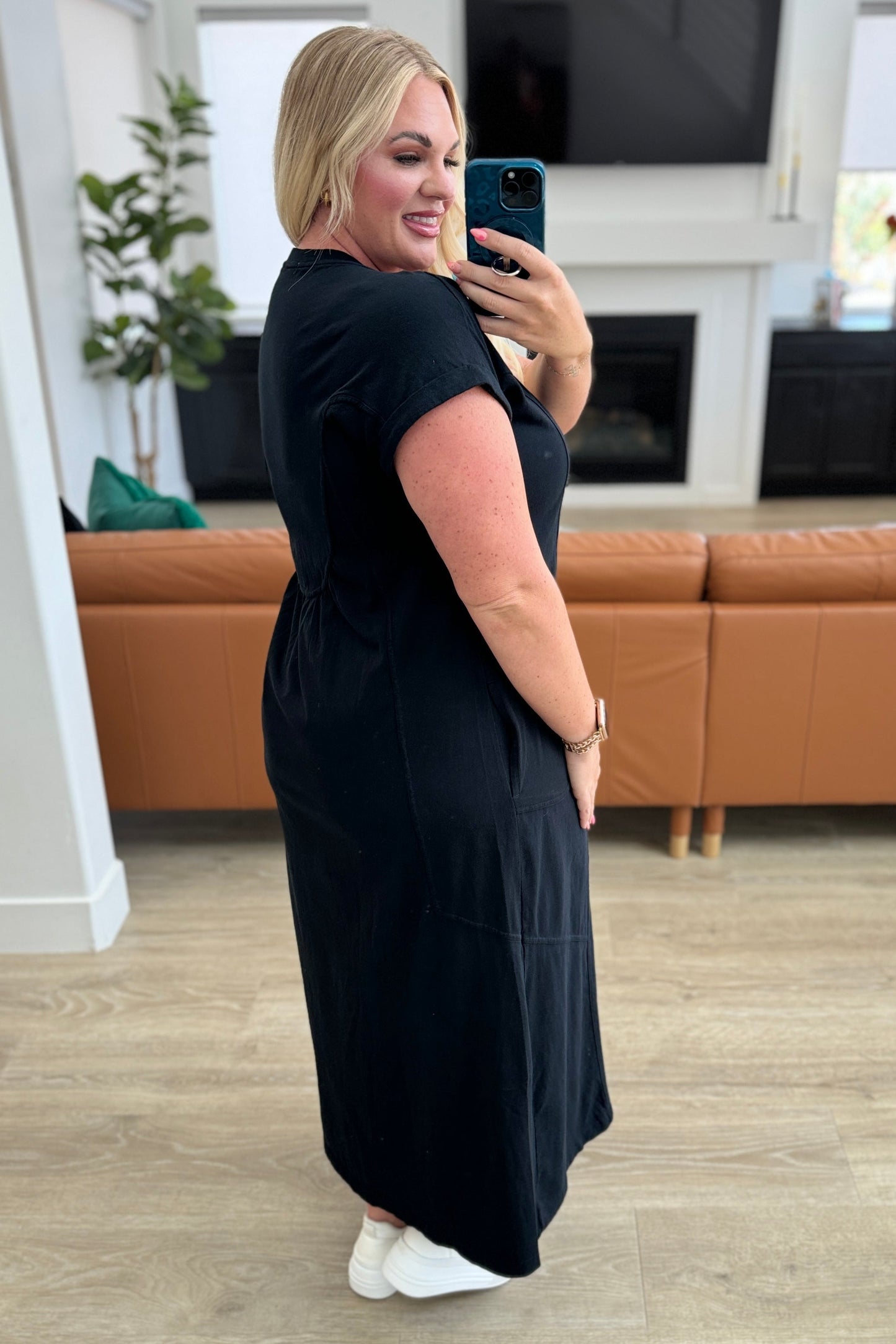 Modern Maritime Black Shift Maxi Dress