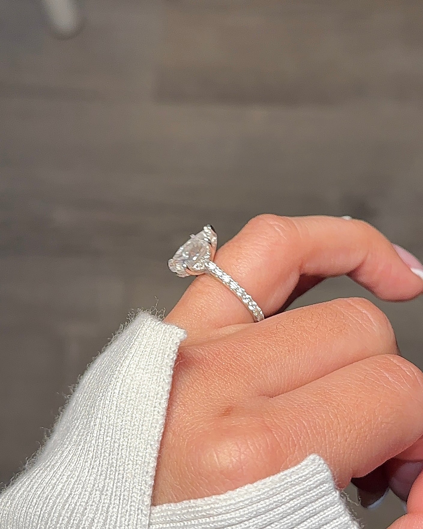 4.0ct Pear Cut Moissanite Hidden Halo Engagement Ring