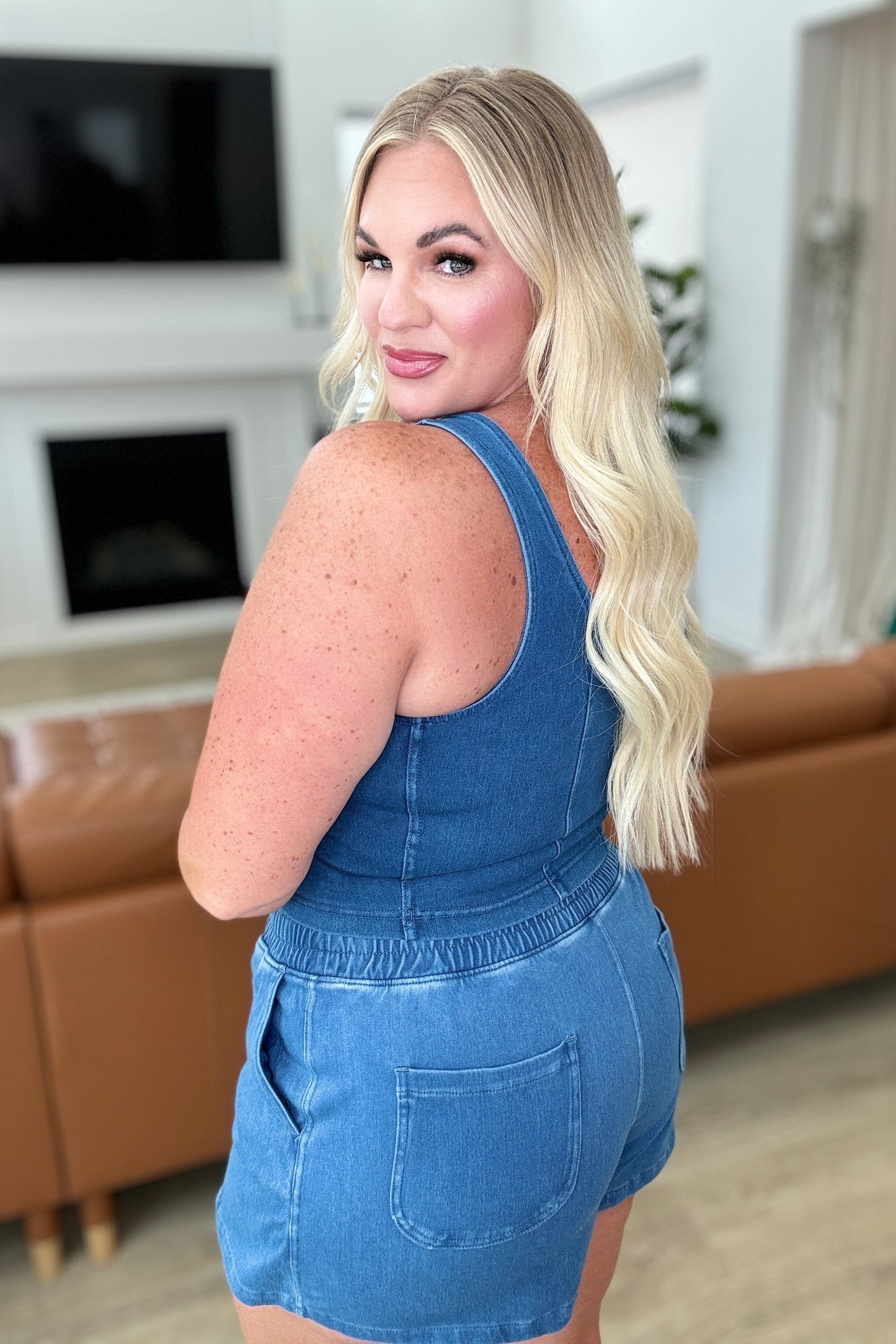 Light Denim High Stretch Scoop Neck Corset Top Urban Blues