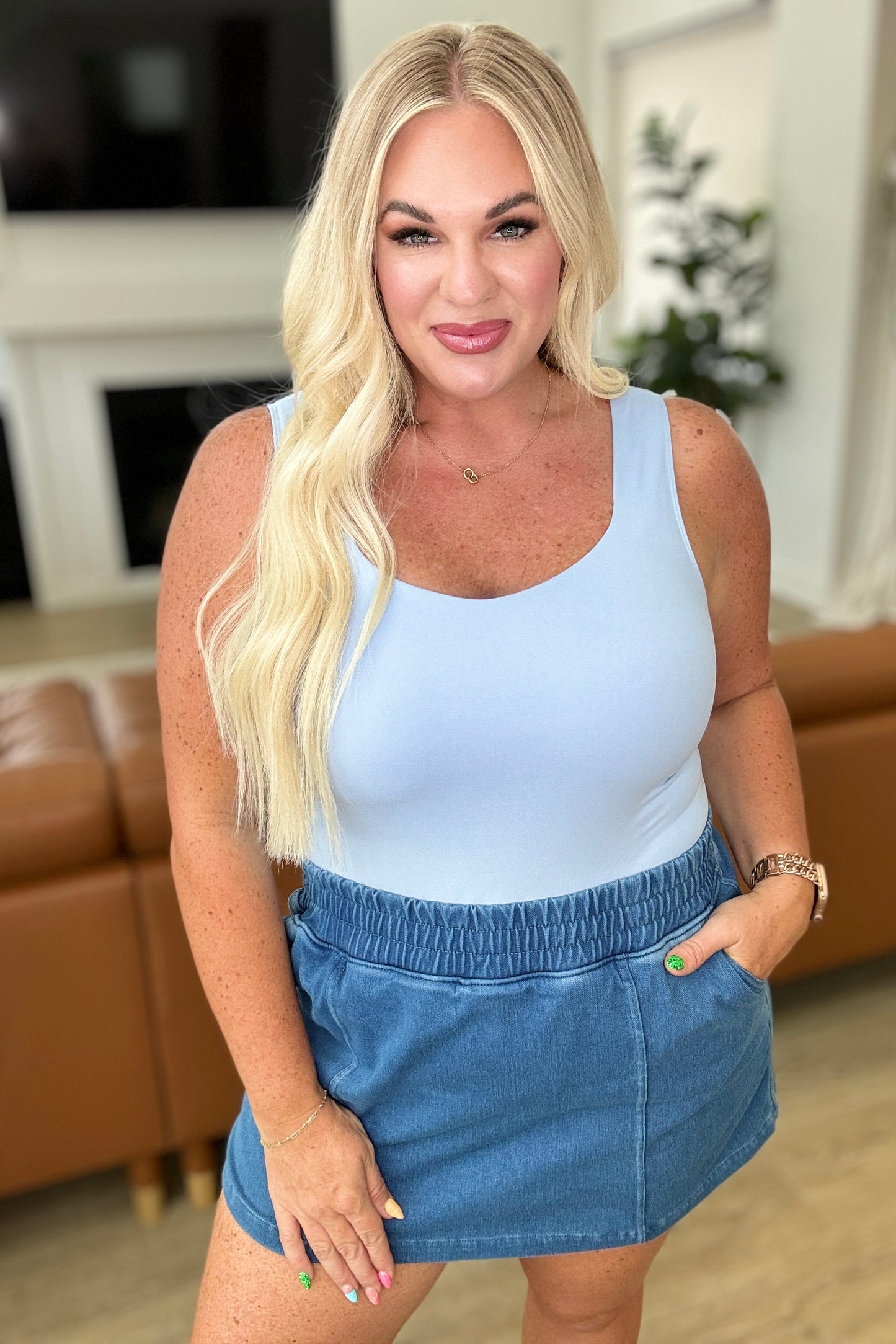 Endorphin Rush Pastel Blue High Stretch Bodysuit Sweet Rae's Boutique