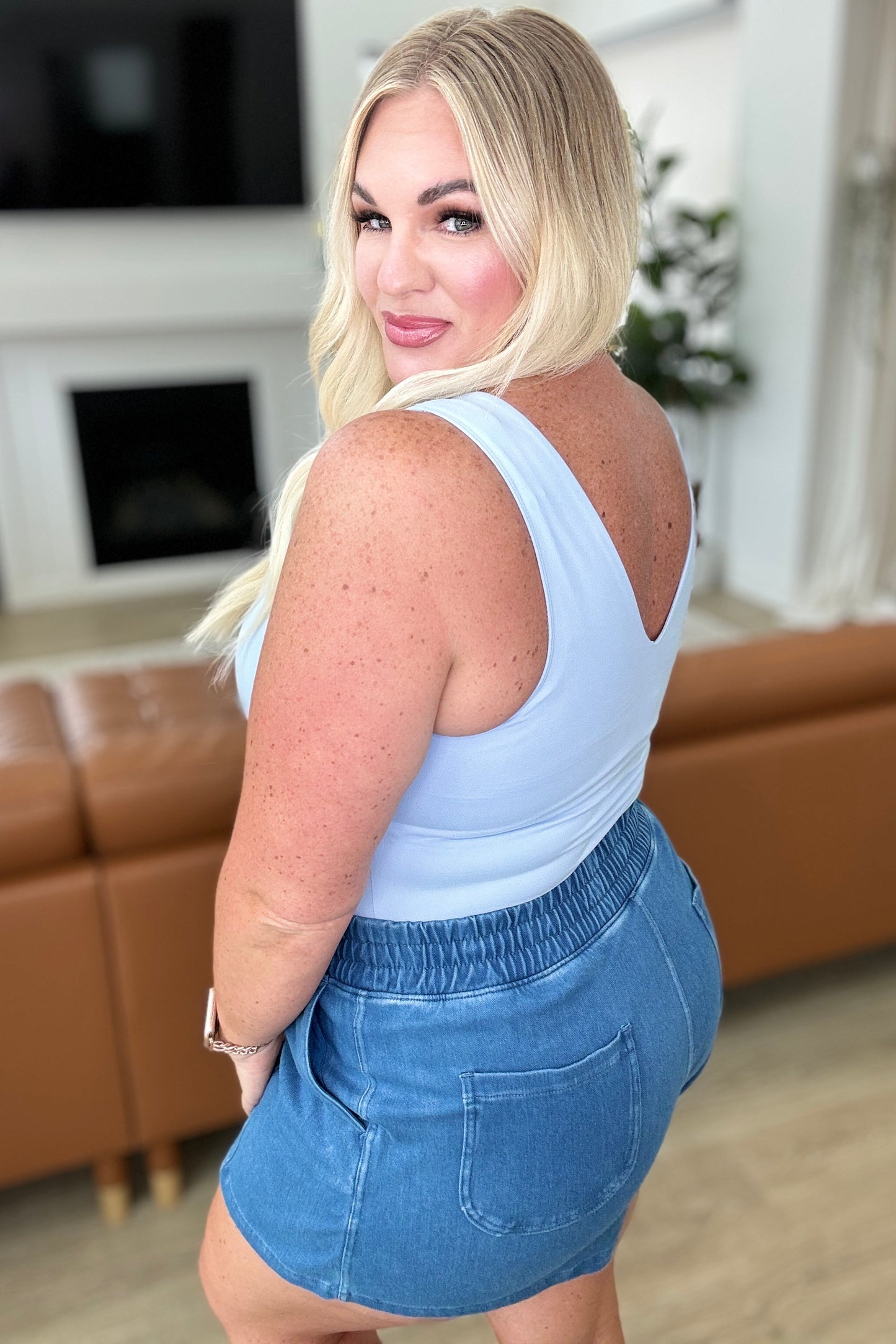 Endorphin Rush Pastel Blue High Stretch Bodysuit Sweet Rae's Boutique