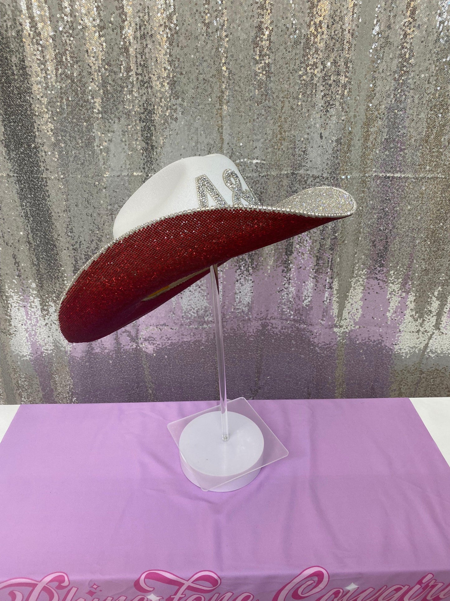 White Straw Rhinestone Hat A&M Hat