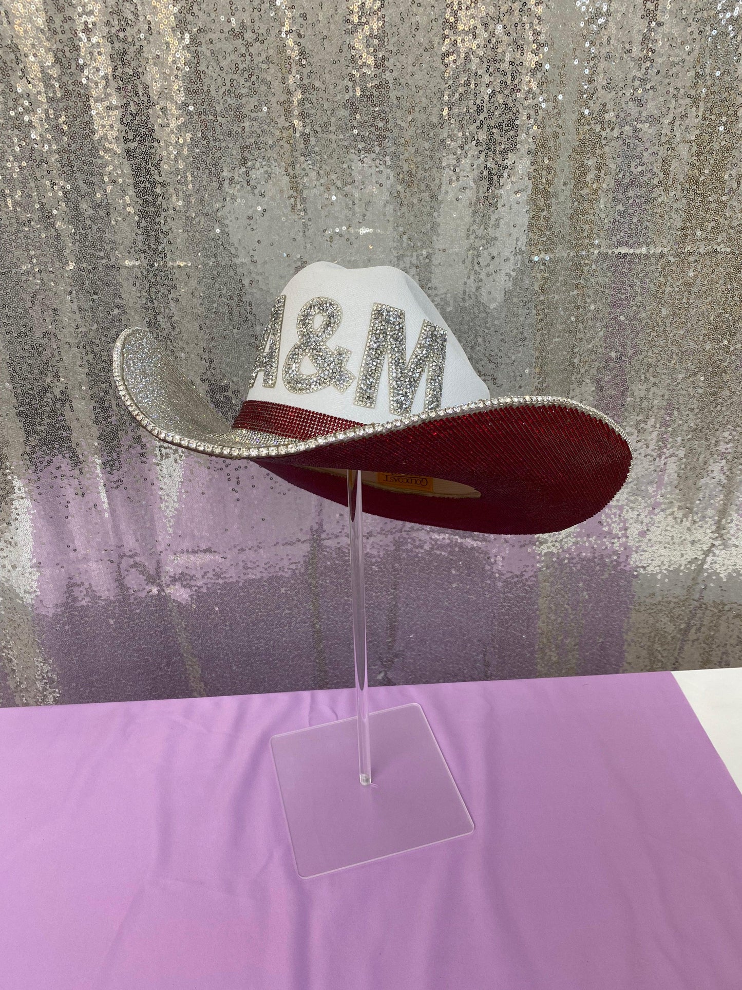 White Straw Rhinestone Hat A&M Hat
