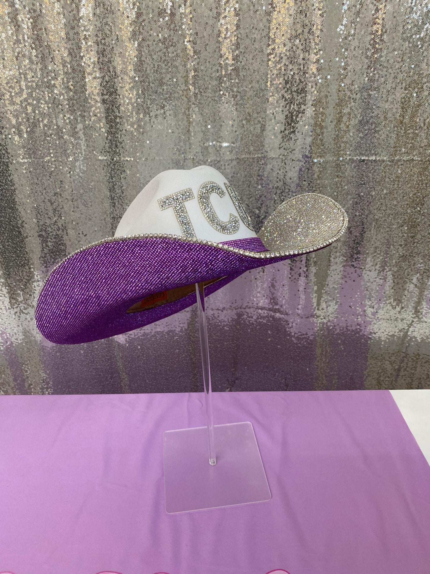 TCU Rhinestone Straw Hat Cowgirl Accessory