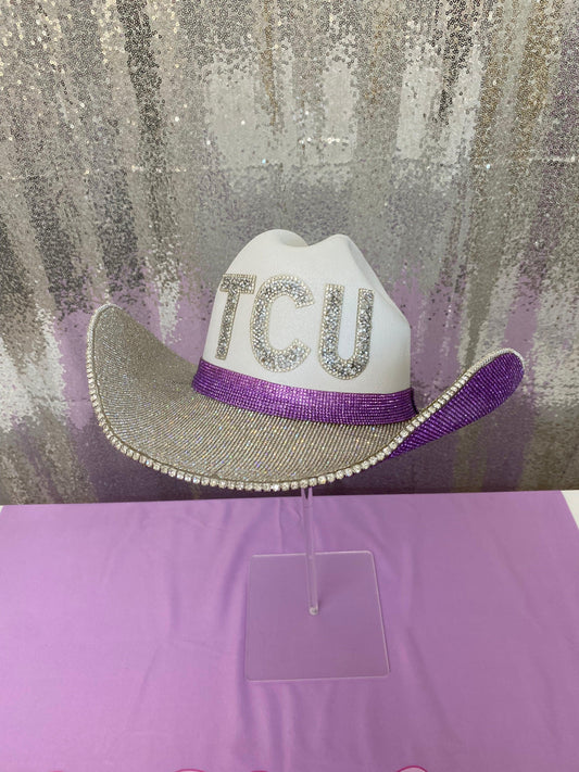 TCU Rhinestone Straw Hat Cowgirl Accessory
