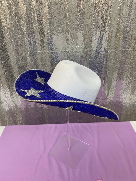 Dallas Cowboys Rhinestone White Straw Hat Rhinestone Cowgirl