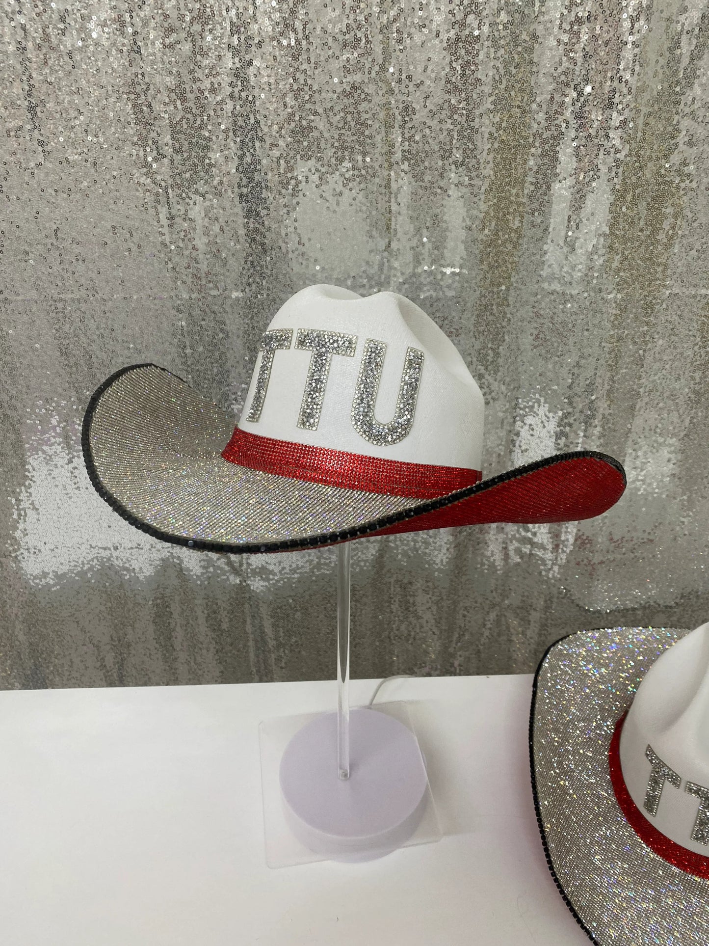 White Straw Rhinestone TTU Hat