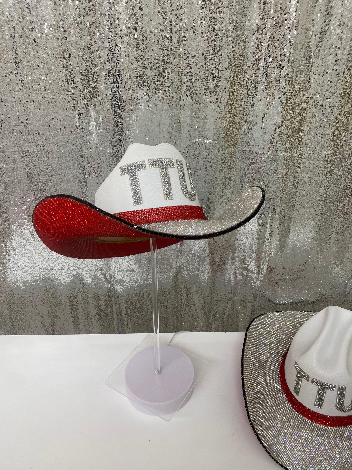 White Straw Rhinestone TTU Hat