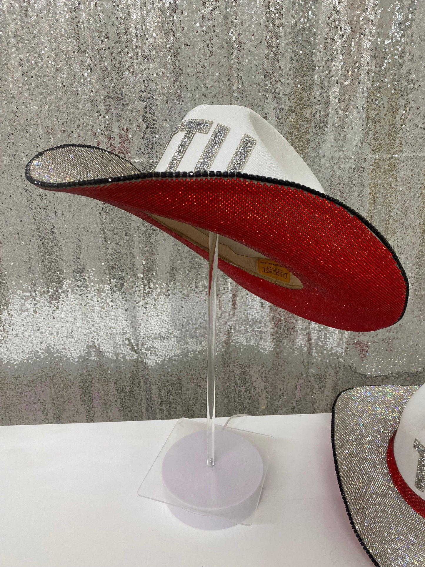 White Straw Rhinestone TTU Hat