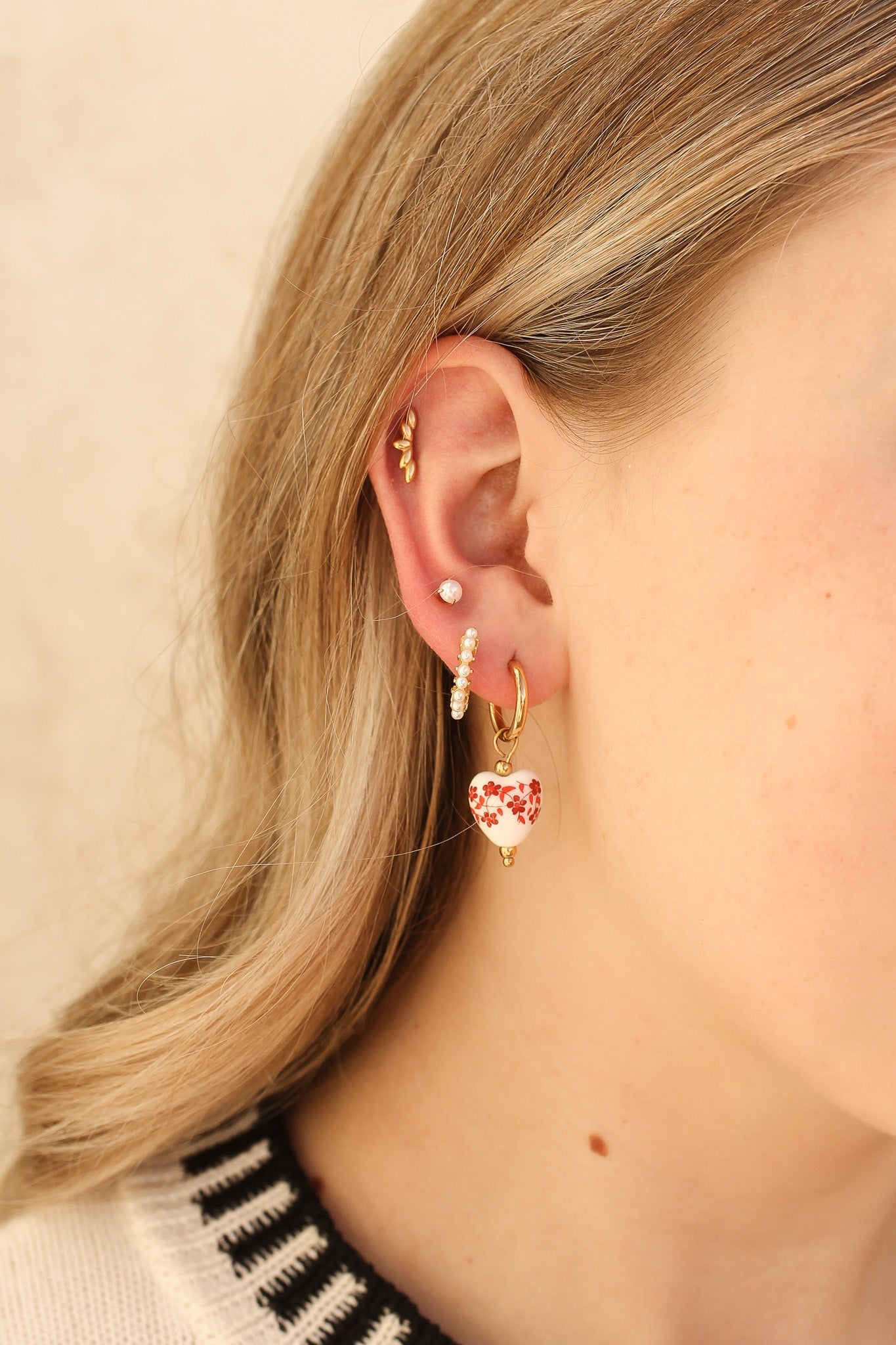 Camilla Titanium 18k Gold Plated Flat Back Stud Rose & Clay
