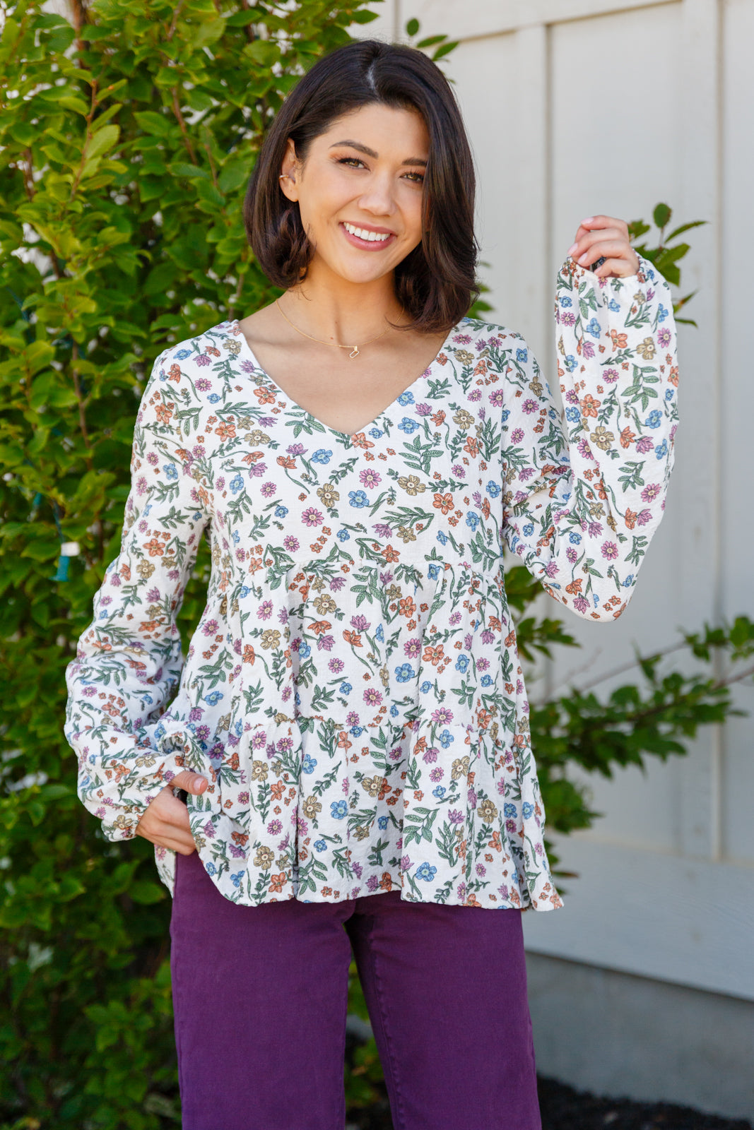 Floral V-Neck Babydoll Top I Think I Can