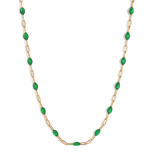 Emerald Enamel Choker 14k Gold-Filled Necklace Viking
